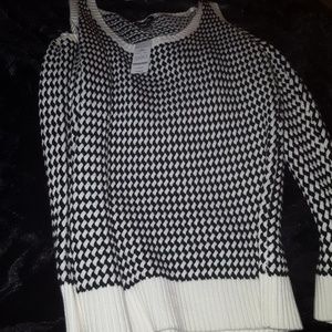 Bebe Shoulder Cut-Out Sweater B/W